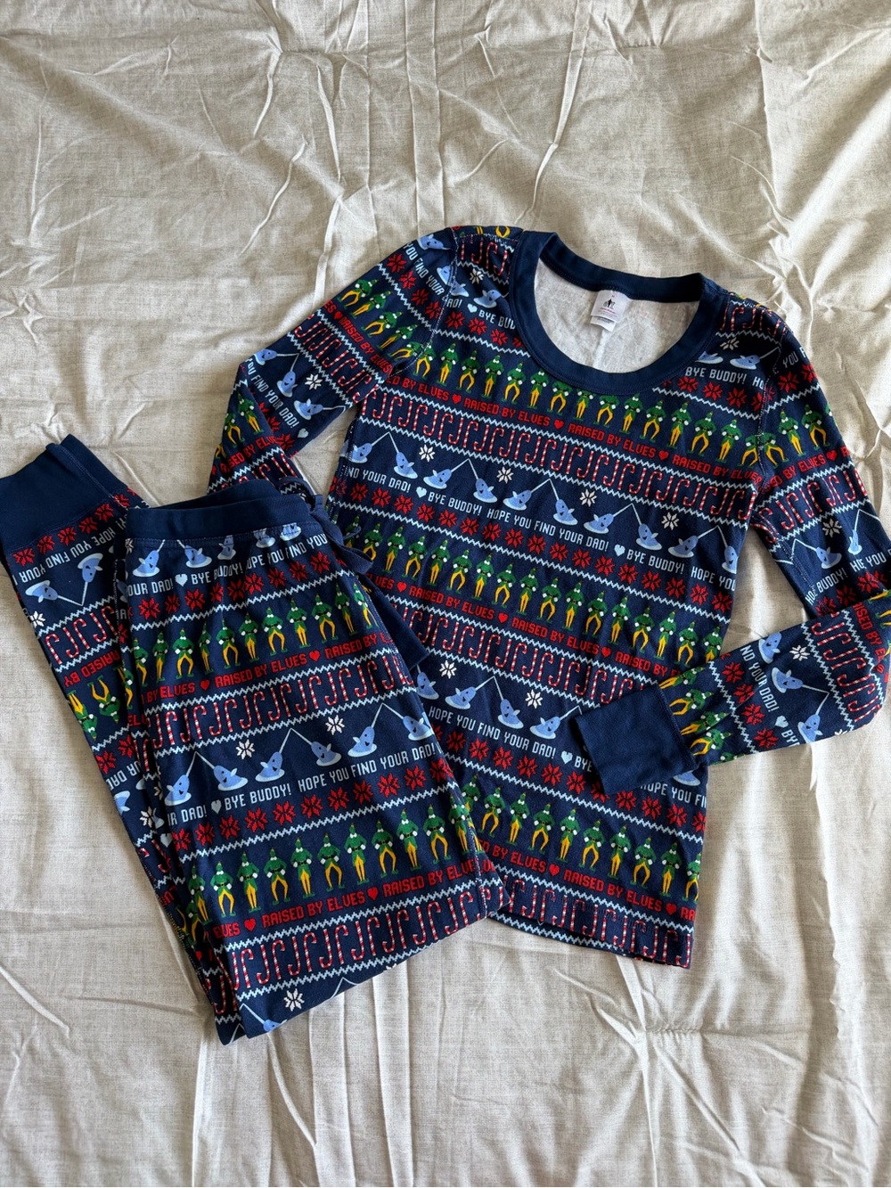 Hanna Andersson Navy Blue Elf Christmas Pajama Set (L)